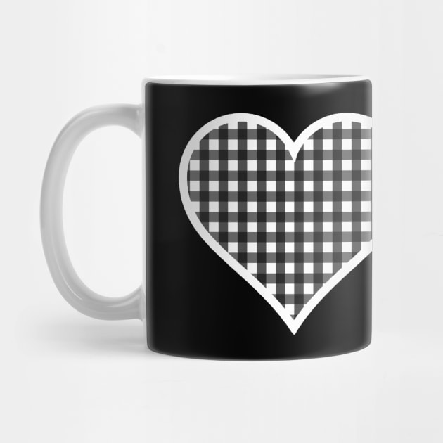 White and Black Gingham Heart by bumblefuzzies